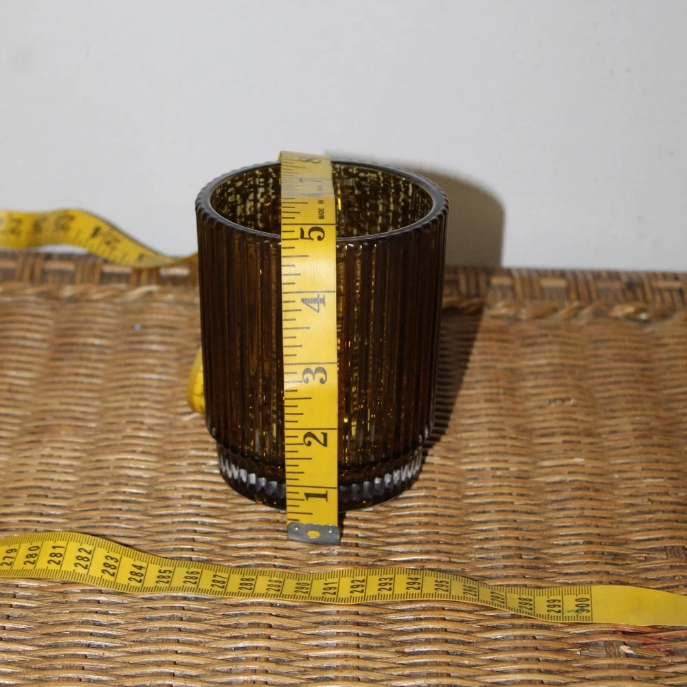 Crate & Barrel Atwell Gold Mercury Glass Hurricane Candle Holder.